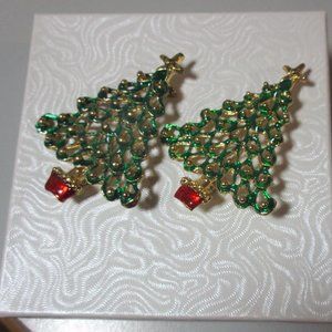 2 Christmas Tree Holiday Pins Brooch